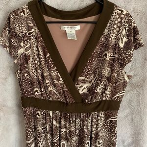 Evan Picone brown and cream paisley summer dress